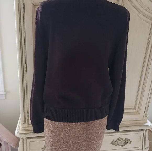 BEAUTIFUL "ST. JOHN COLLECTION" CHOCOLATE BROWN N TAN KNIT, SIDE ZIPPER SWEATER!